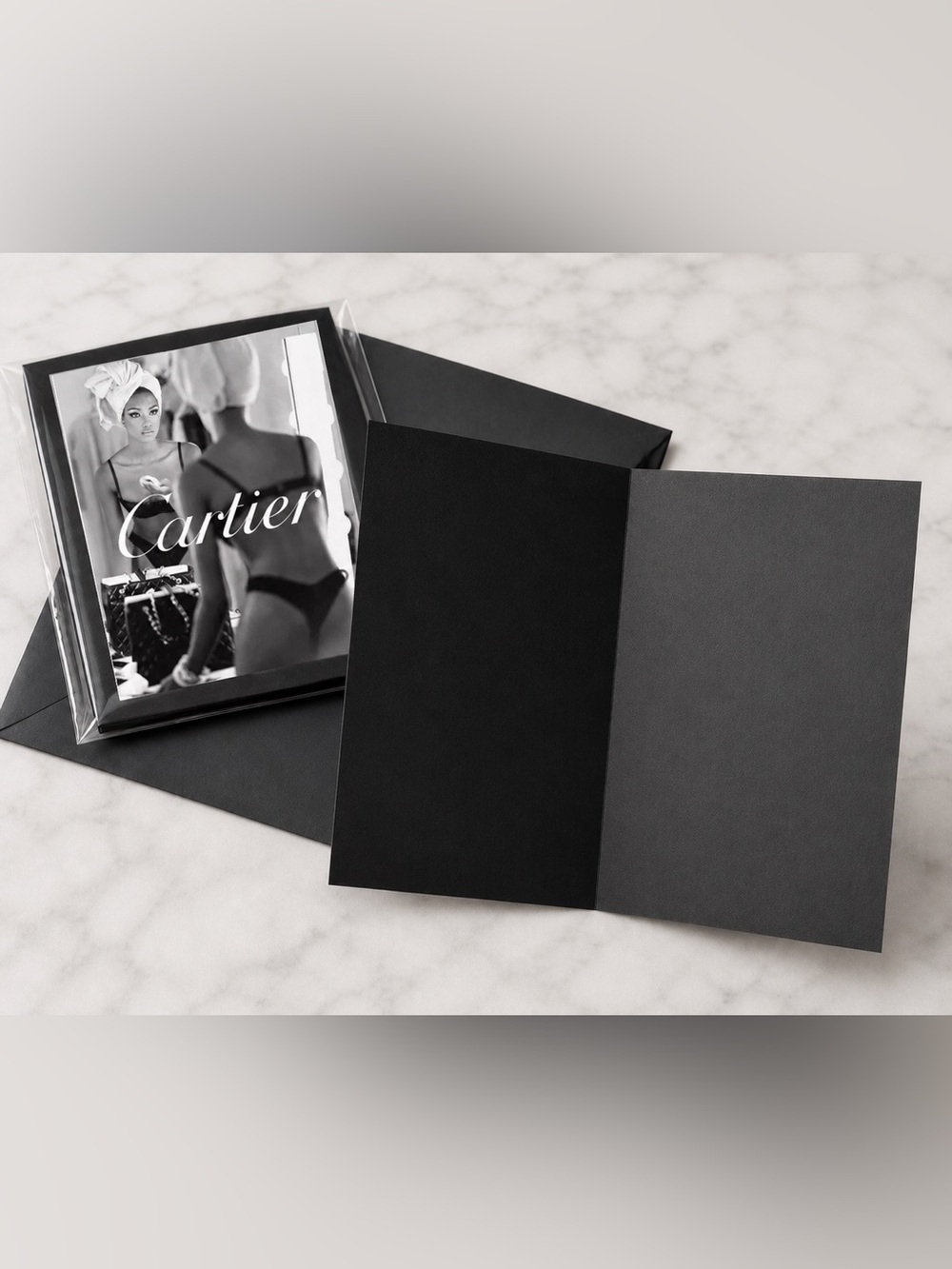 Cartier Graphic Print Black Greeting Card Set of 10 w/ Envelopes | Blank Inside